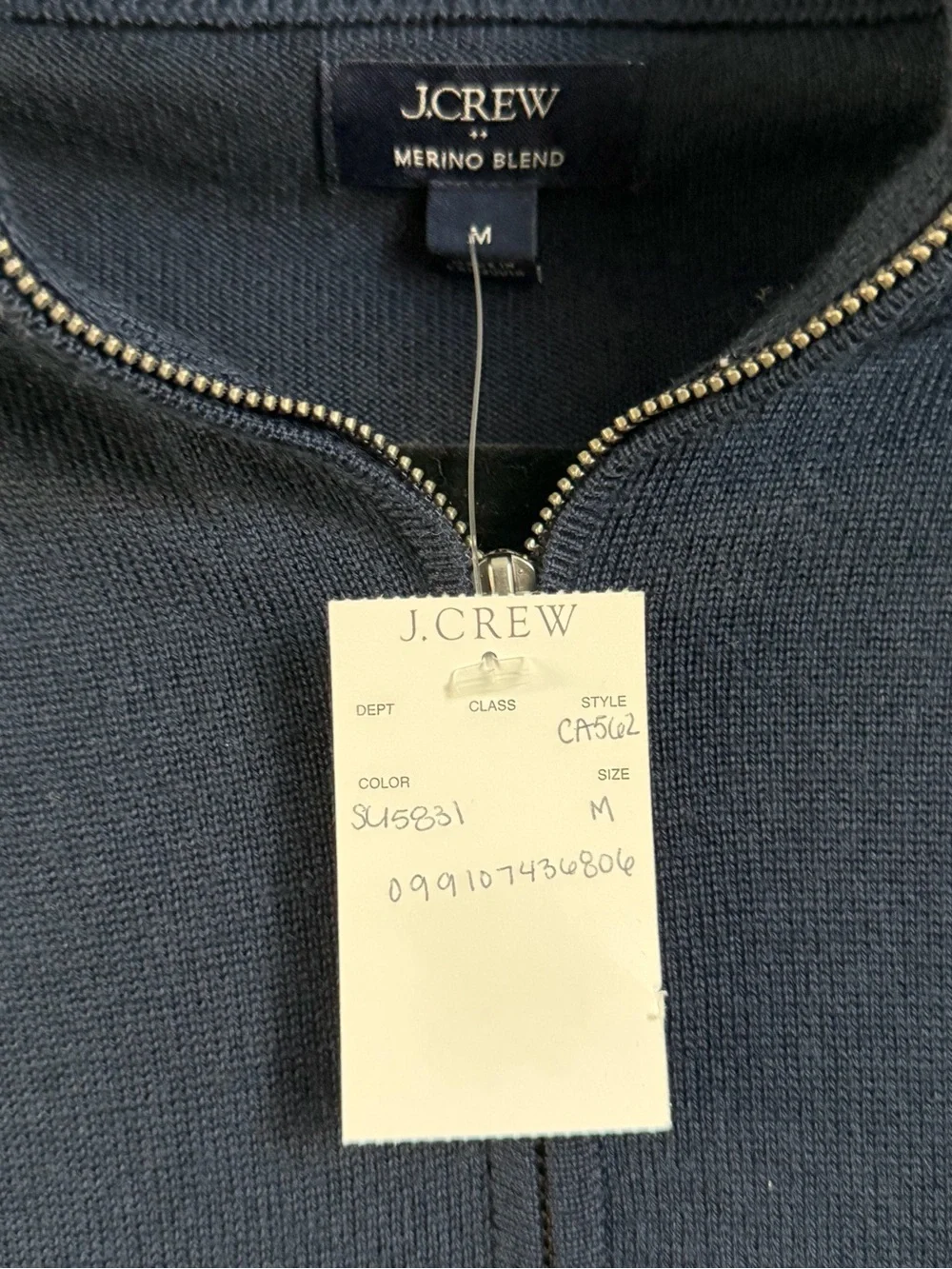 J.Crew Merino Blend Quarter Zip Sweater Navy Men’s Medium NWT CA562